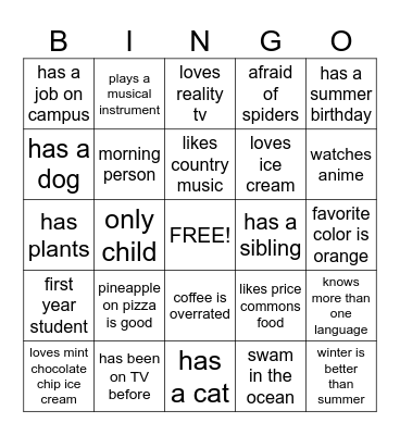 SLA Event Bingo Card