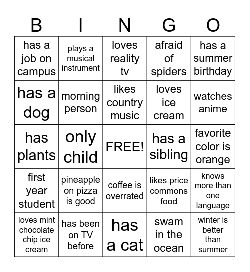 SLA Event Bingo Card