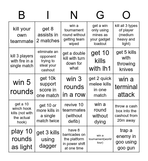 final 1 Bingo Card