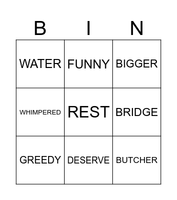 THE DOG AND THE BONE Bingo Card