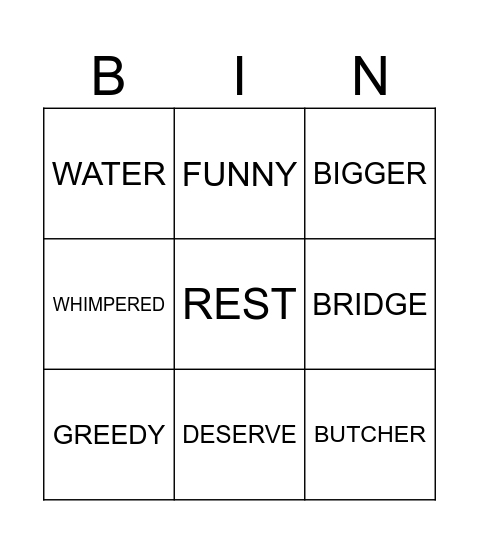 THE DOG AND THE BONE Bingo Card