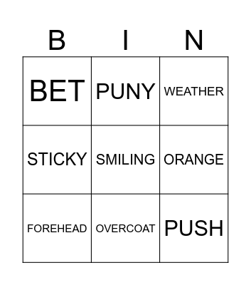 WHO'S STRONGER Bingo Card