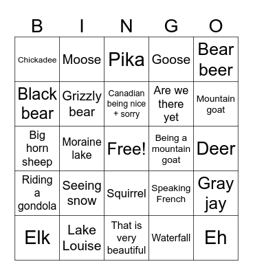 Banff BINGO Card