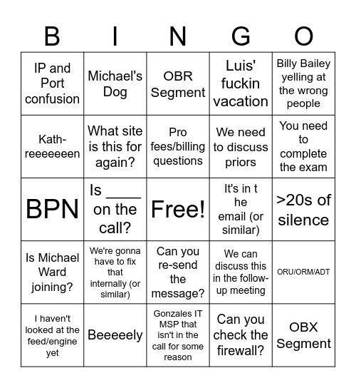 Gonzales Bingo Card