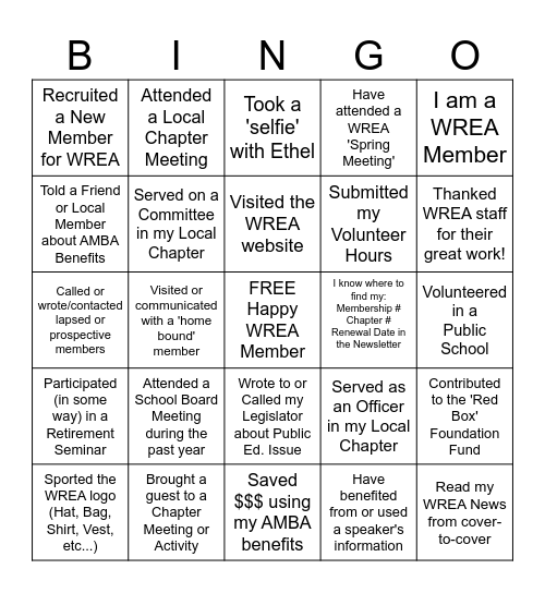 WREA Bingo Card