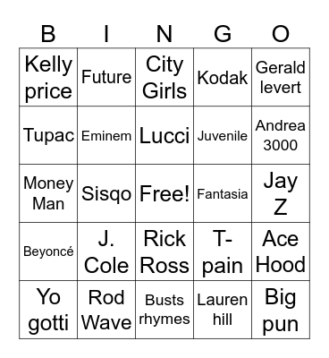 Trap Bingo Card