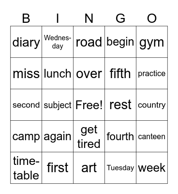 3a Lesson 1-6 Bingo Card