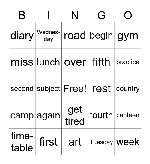3a Lesson 1-6 Bingo Card
