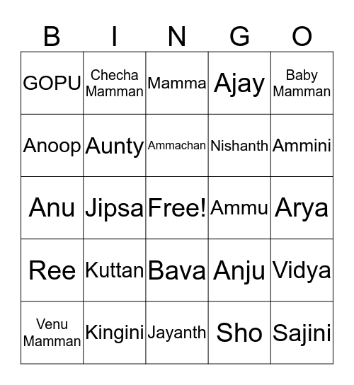 Kechedeth  BINGO Card