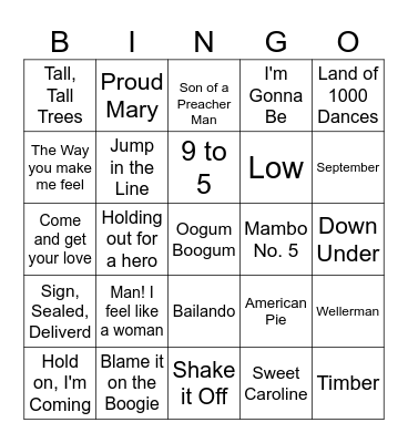 Boogie Bingo Card