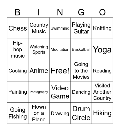 ACTT Group Therapy Bingo Card