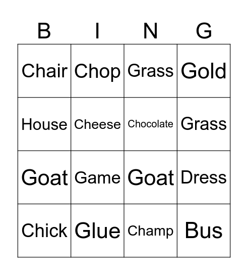 /s/ /g/ /ch/ Bingo Card