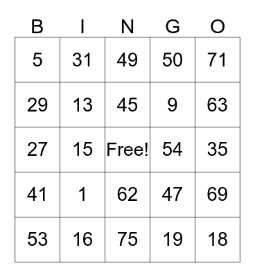 SENIOR CITIZENS ASIS 2 Bingo Card
