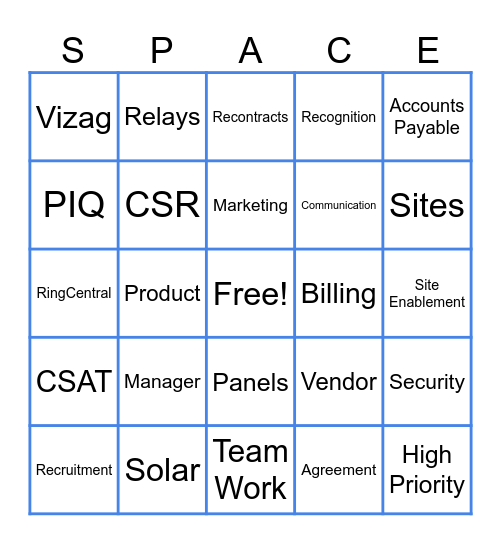 Customer Service Week Bingo Card