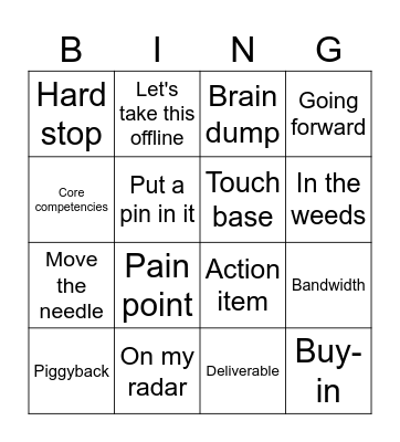 Office Lingo-Bingo Card