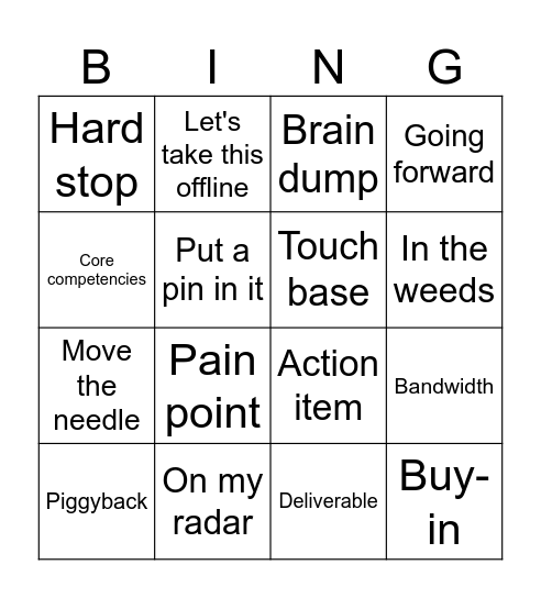 Office Lingo-Bingo Card