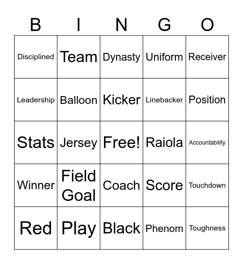 Husker Football! Bingo Card
