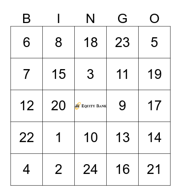 EQUITY BANK Bingo Card