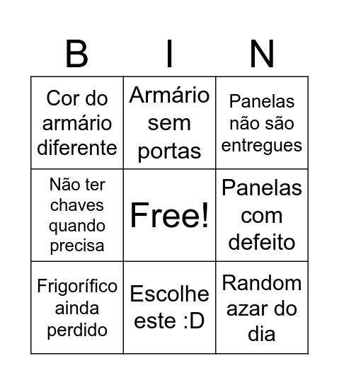 Bingo do Azar Bingo Card