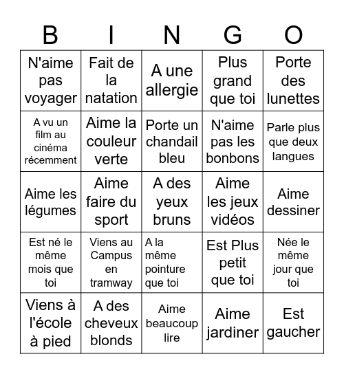 Bingo Brise-Glace Trouves quelqu'un qui ... Bingo Card