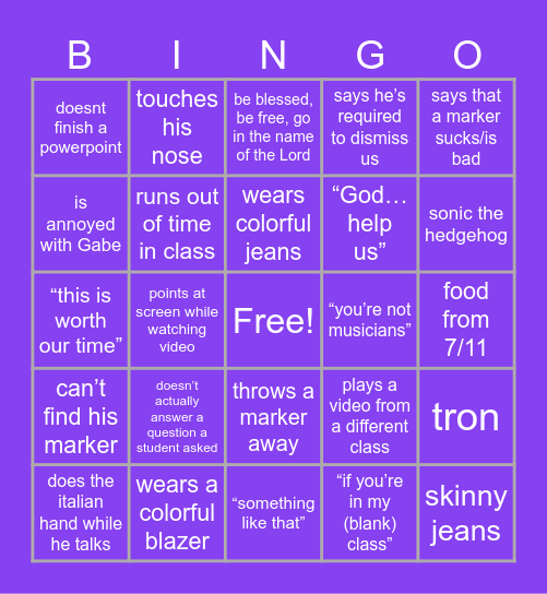 Fenton Bingo 2.0 Bingo Card