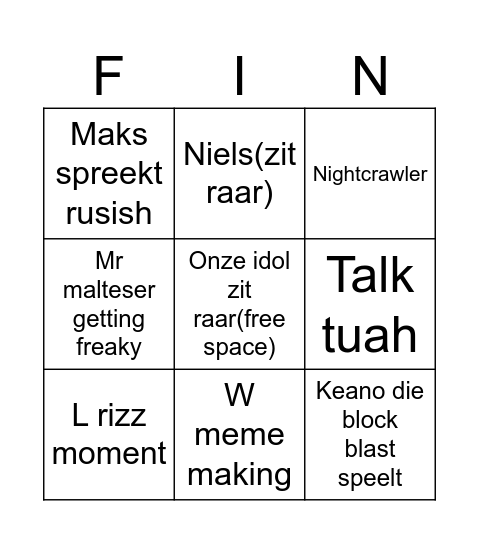 Dagelijkse bingo Card