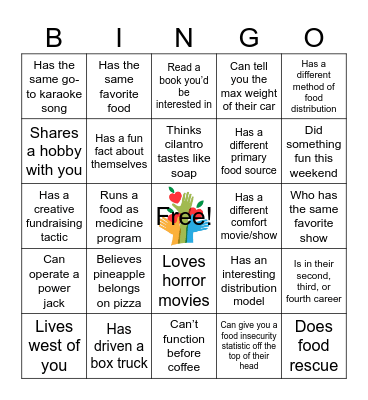 The Alliance for a Hunger Free New York - Find a Member Who... Bingo Card