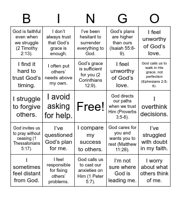 Surrender & Trust Bingo Card