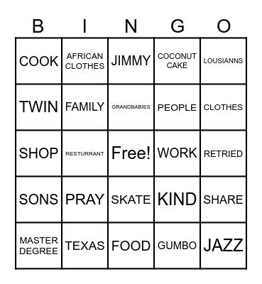 SHENA BIRTHDAY BINGO Card
