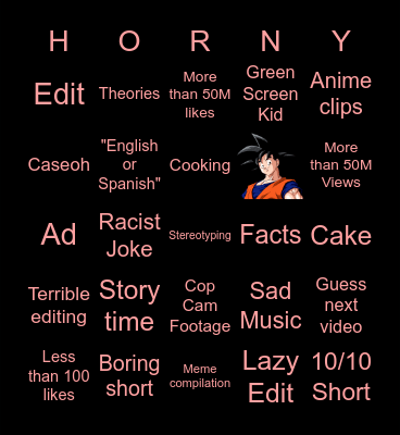 MY YOUTUBE SHORTS BINGO Card