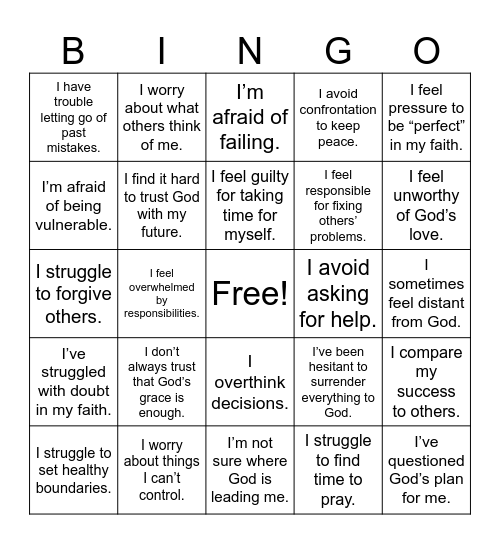 Surrender & Trust Bingo Card