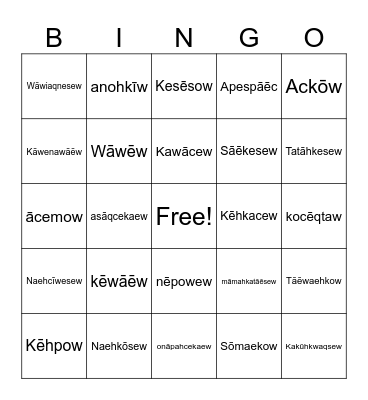 AI Verbs Bingo Card