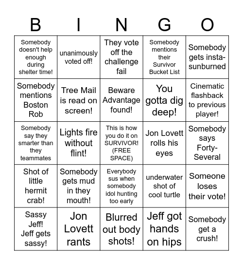 Survivor Forty-Several Bingo Card