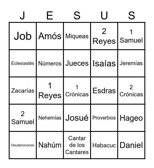 Libros del Antiguo Testamento Bingo Card