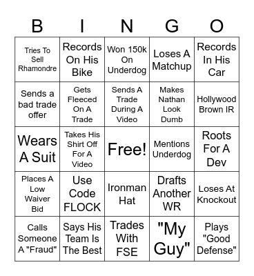 Mason Bingo Card