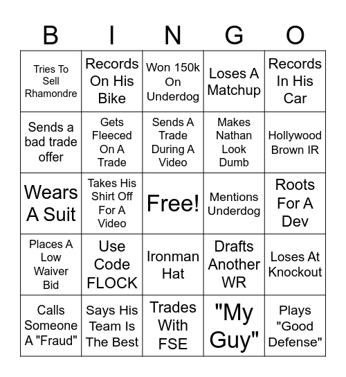 Mason Bingo Card