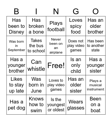 People Bingo Card