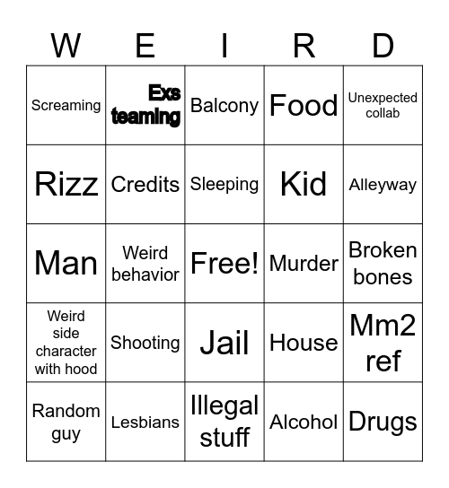 Music video bingo Card