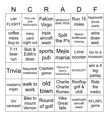 NCR Bingo Card