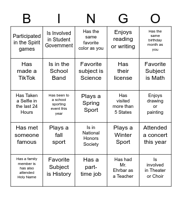 EmpowerHER Bingo - Find a Mentee Who... Bingo Card