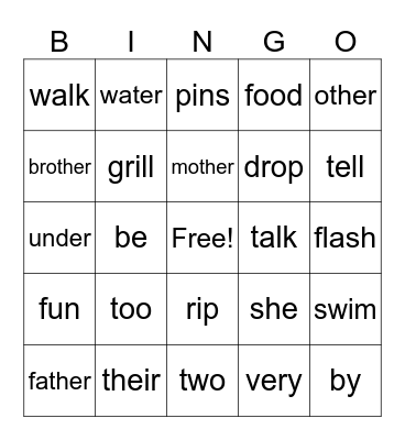 Extension Lessons 1-4 Bingo Card