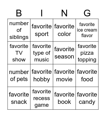 Find someone who has the same... Bingo Card