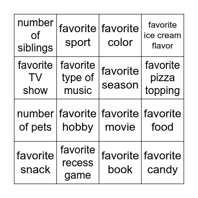 Find someone who has the same... Bingo Card