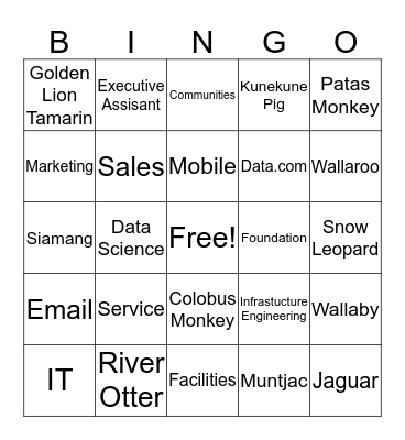 SALESFORCE CLOUD BINGO Card