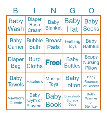 Baby Gift BINGO Card