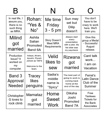 Sandeep M Offsite Bingo Card