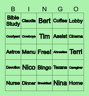 Wild Bingo Card