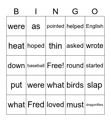 3rd Grade Bingo Card