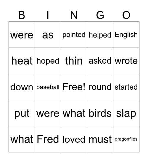 3rd Grade Bingo Card