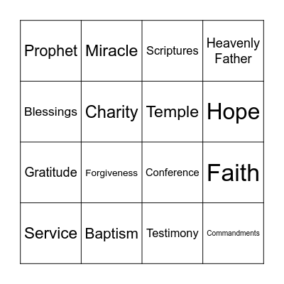 General Conference Bingo Card